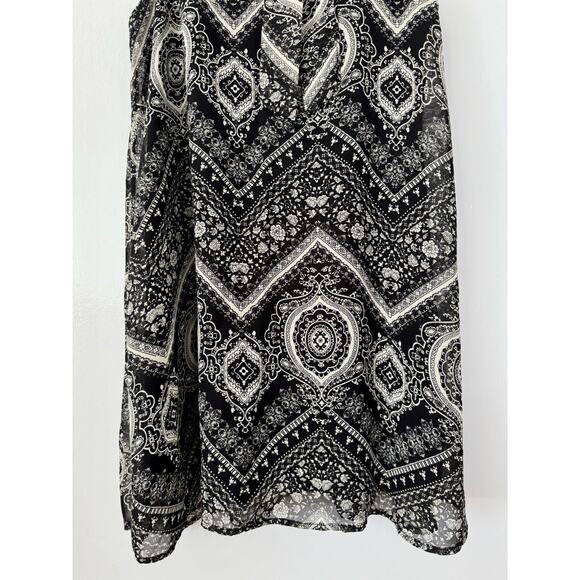 Cookies Hawai’i Paisley High Neck Black and Cream Color Midi Dress Size Small - Picture 6 of 11